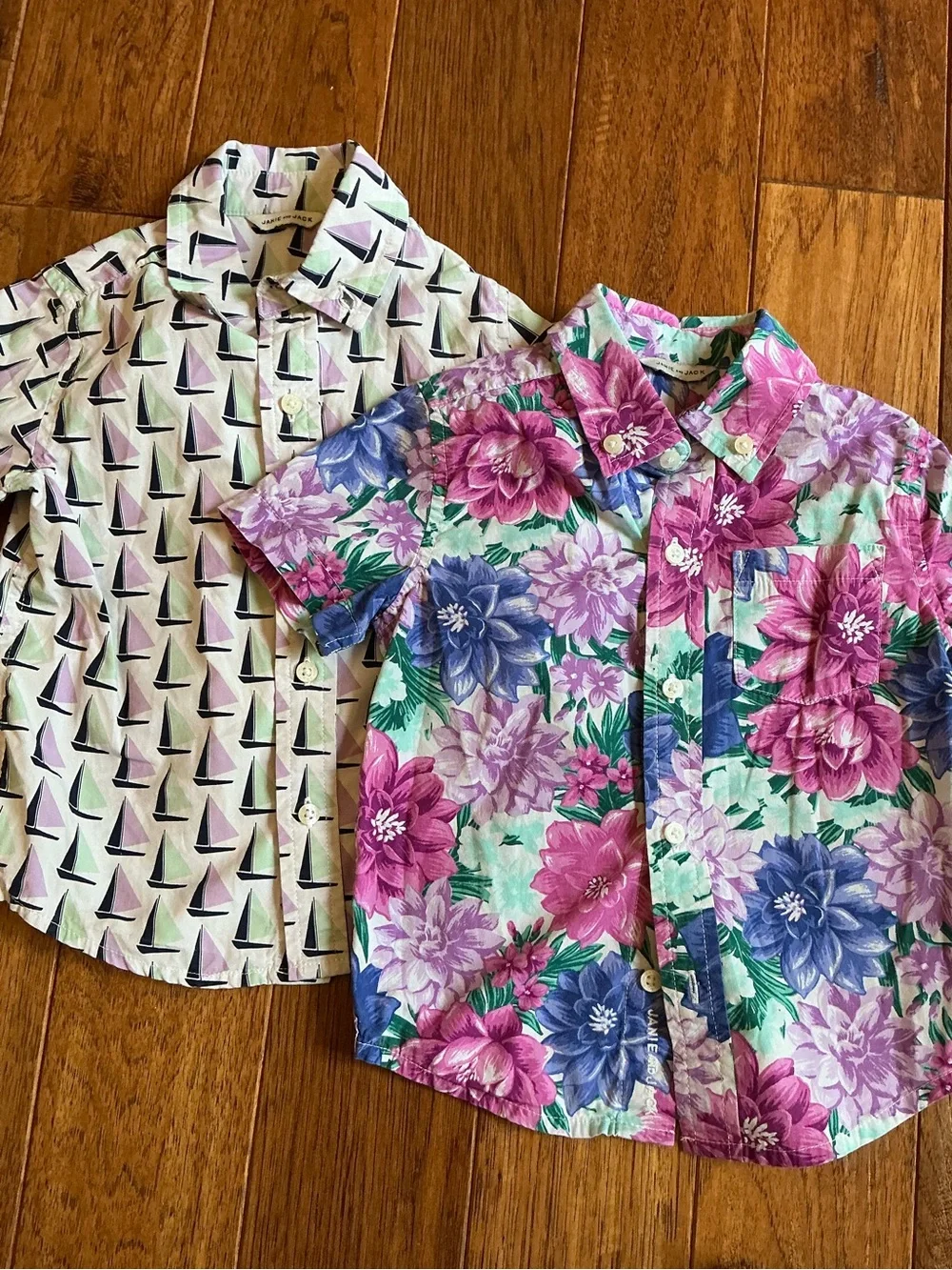 BUNDLE of 2-Janie and Jack Tropical Sailboat Hawaiian Shirt Button Downs, 2T